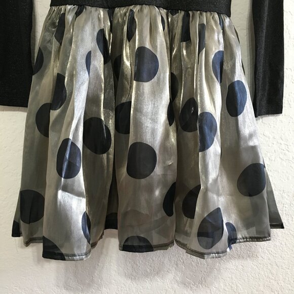 IMOGA Girls Size 12 Fit & Flare Polka Dot Party Dress Black/Gold Glitter NWT - Picture 4 of 15